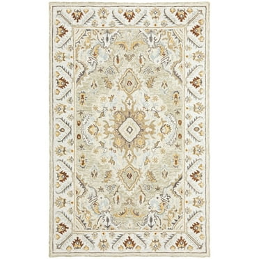 Oriental Weavers Alfresco Hand-made Wool Area Rug - 28403 - 5' x 8' - in Ivory/ Beige - Vintage Inspired, Hand-Made Wool Rugs, Bedroom, Office Rug