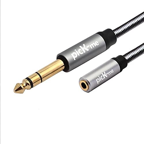 picK-me TRS 6.35MM 1/4 Male to TRS 3.5MM 1/8 Female Stereo Jack Audio Cable Wire Cord with Gold Plated Connector(0.2M)