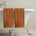 thumbnail image 3 of Sm:)e 2PC Dahlia three Dimensional Floral Jacquard Towel 13x30 Inches, 100% Cotton Quick-Dry High Absorbency Luxury Bath Towel, Camel, 3 of 8