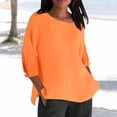 thumbnail image 5 of Bovemsi Ladies' Fashionable Casual Cotton and Linen Sleeve Seven Quarter Sleeve Top T Shirt, Orange Summer Women's Long Sleeve T-Shirts, M, 5 of 9