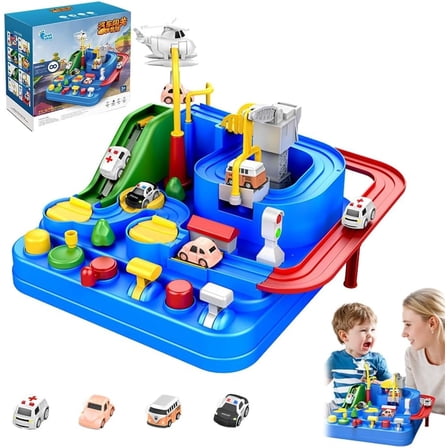 Toddler Car Toy for 3  Year Olds - Magnetic Helicopter Puzzle Track, STEM Learning Racing Game(1Set-A)