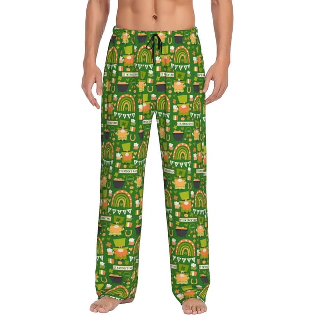 Fotbe traditional Irish colours Pantalones de Pijama para Hombre, Pantalones de Dormir, Pantalones de Casa con Cintura Ajustable y Bolsillos-X-Large