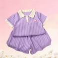 thumbnail image 5 of Toddler Girls Cute Summer Clothes Sets Short Sleeve Lapel Button Polo Shirt Matching Shorts Set Baby Kids Trendy Casual 2 Piece Outfits Purple 5-6 Years, 5 of 5
