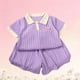 thumbnail image 3 of Conjunto de Pantalones Cortos de Verano para Niñas Manga Corta Color Sólido Camiseta Casual con Partes Inferiores a Juego, 3 of 5