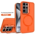 thumbnail image 1 of Folding Lens Stand Matte Magnetic Phone Case For Samsung Galaxy S24 Ultra S23 Plus Shockproof Wireless Charging Protection Cover Orange For S23 Ultra, 1 of 6