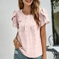 thumbnail image 2 of vigerkar Women's Summer Swiss Dot Chiffon Blouses V Neck Short Sleeve Tops Casual Loose T-Shirts Pink, XL, 2 of 6
