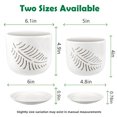 thumbnail image 4 of EFISPSS White Ceramic Orchid Pots with Tropical Palm Leaf Carving, 5+6 Inch Set of 2, Slotted Planter with Drainage Holes and Saucers, Boho Indoor Flower Pot for Healthy Root, 4 of 6