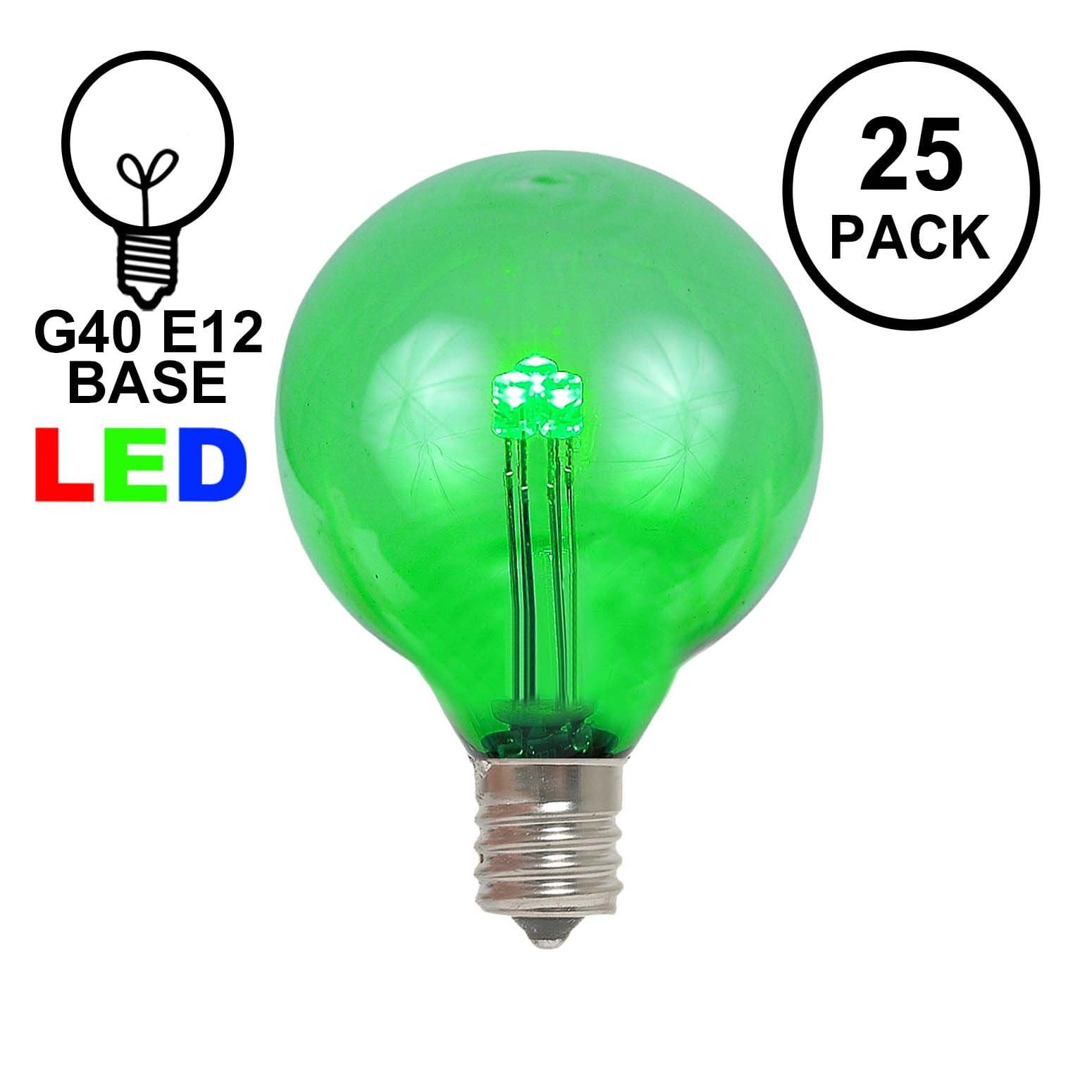Novelty Lights 25 Pack G40 LED Outdoor String Light Patio Globe