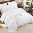 thumbnail image 2 of White California King Comforter Set, 3 Pieces Lightweight Fluffy Farmhouse Shabby Chic Bedding Comforter Sets, Soft Microfiber All Season Cal King Bed Sets(104x96Inch), 2 of 9