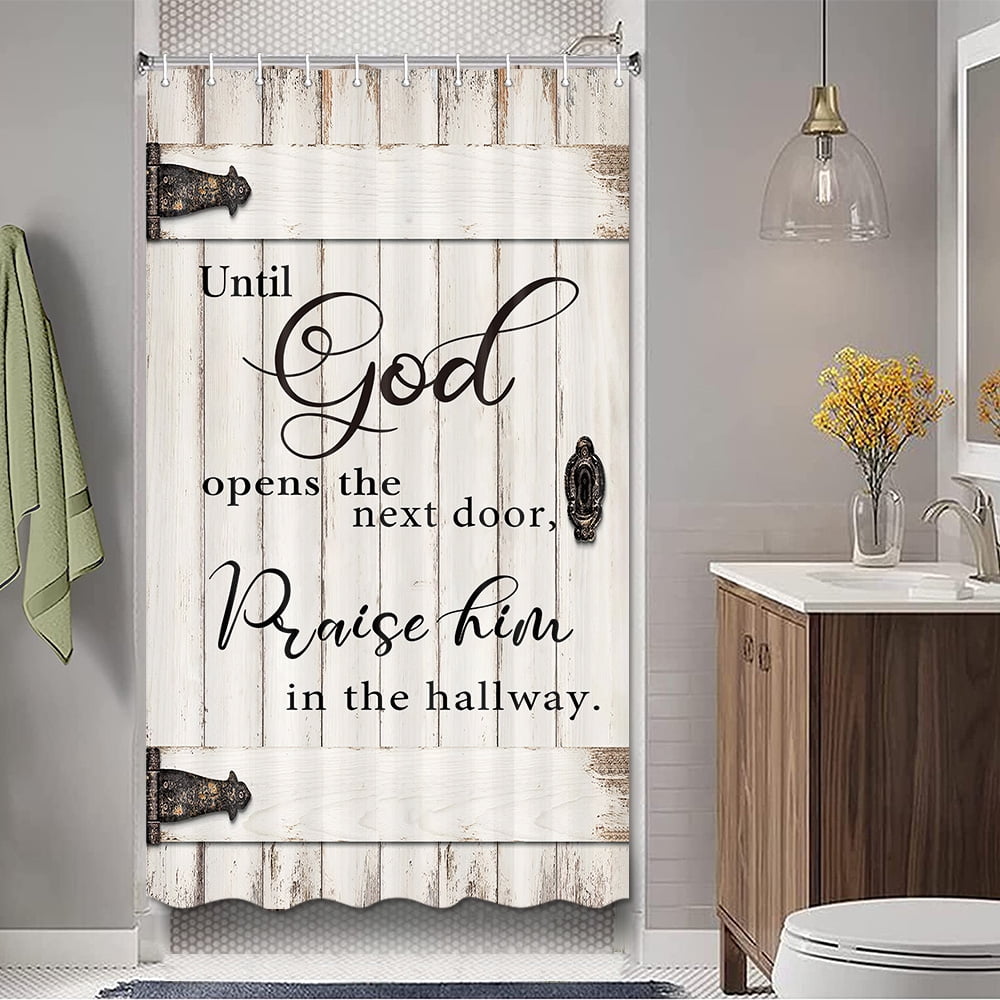 Rustic Barn Door Shower Curtain, Inspirational Shower Curtain With