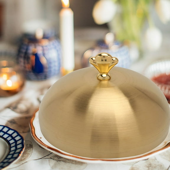 LEDMOMO Golden Stainless Steel Food Dome Protector Keeps Food Fresh 1Pack