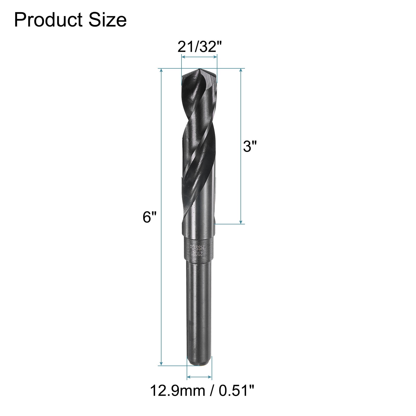Uxcell 2pcs 21/32"  Twist Drill Bits M35 High-Speed Steel HSS Round Shank 6" Long