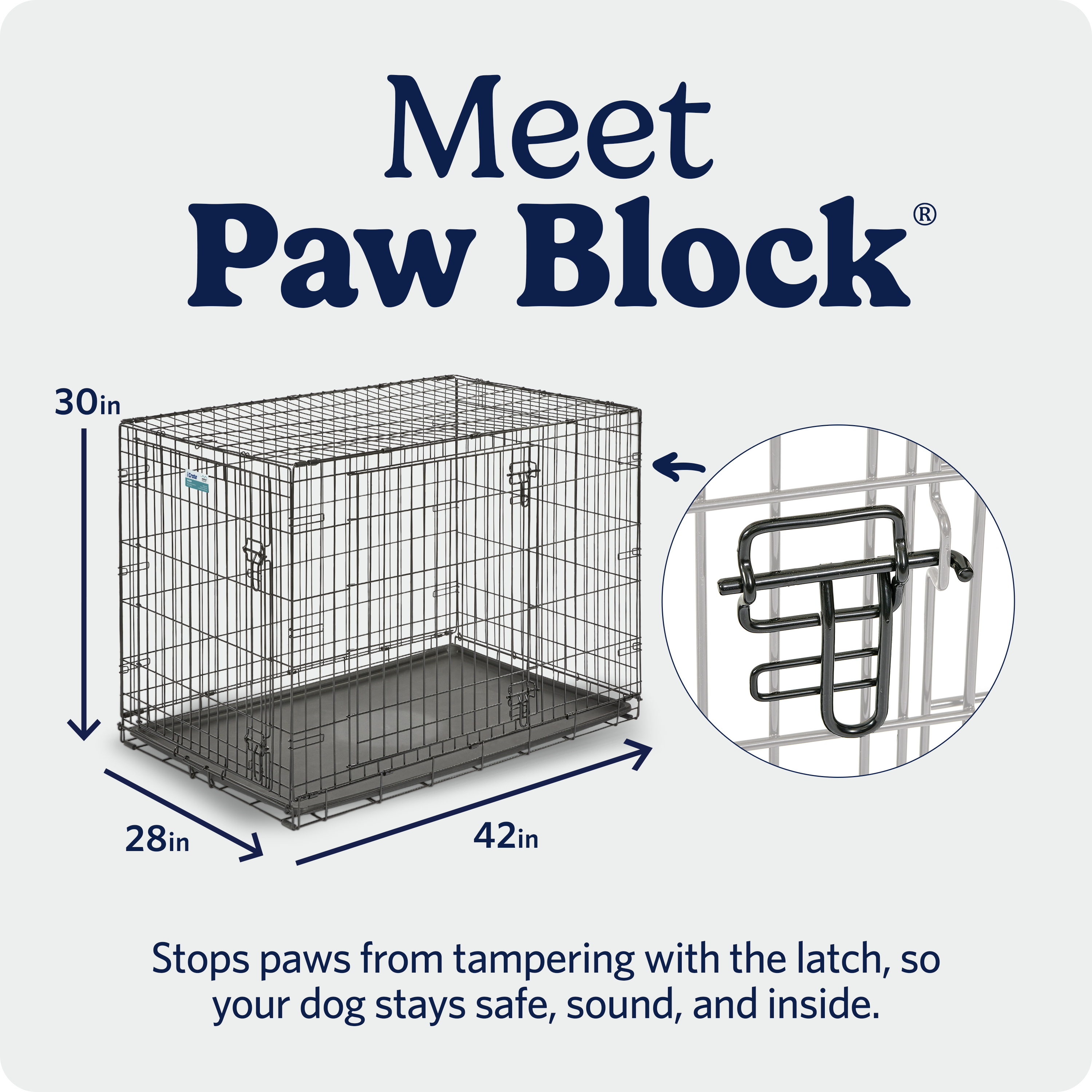MidWest Homes For Pets Dog Crate Metal Wire Black 42 Inch Two-Door Foldable photo 5