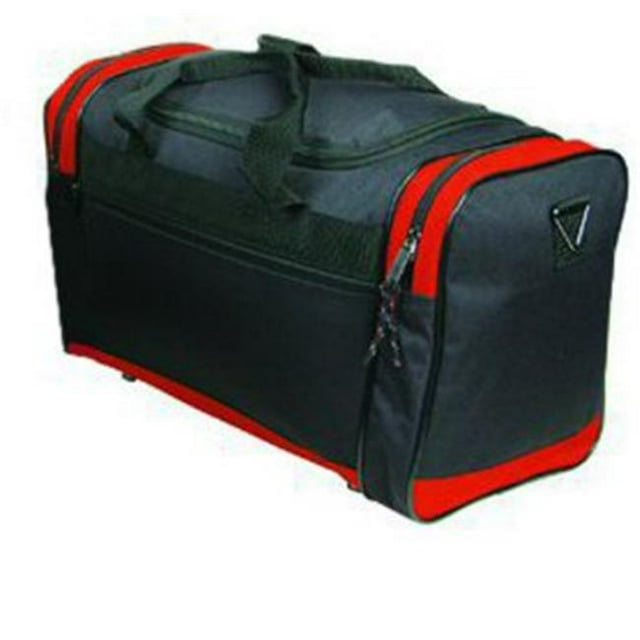 Bulk Buys 600D Poly 17 inch Duffel Bag - Black-Red - Case of 24