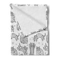 thumbnail image 2 of Cats Soft Flannel Fleece Throw Blanket, Ornamental Kittens with Floral Pattern Animal Love Sketch Art, Cozy Plush for Indoor and Outdoor Use, 50" x 60", Black White, by Ambesonne, 2 of 5