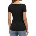 thumbnail image 3 of MOYIKO Womens T Shirts Short Sleeve Boat Neck Slim Fit Tee Basic Summer Tops, 3 of 7