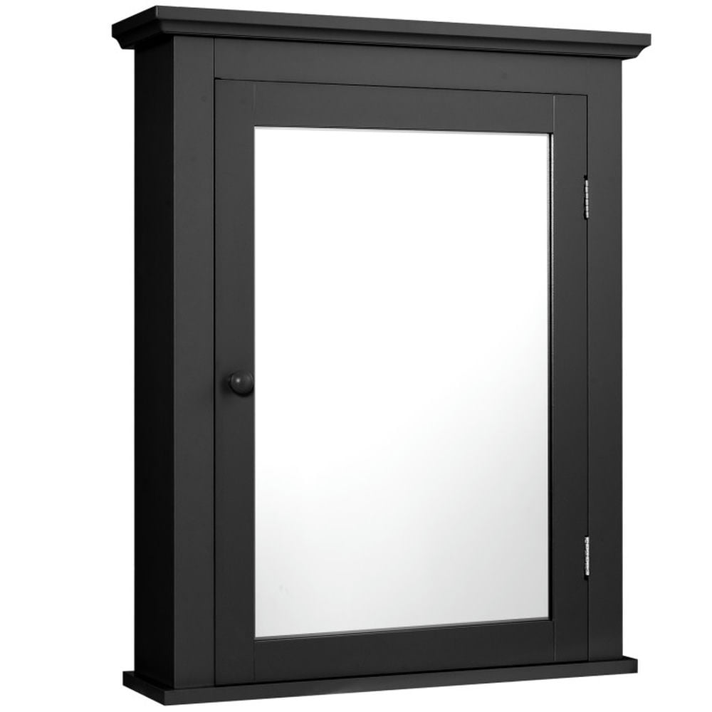 Finihen Bathroom Wall Cabinet, Wall Mounted Mirror Cabinet, Wall Mounted Bathroom Mirror Cabinet with 5-level Height-adjustable Shelf, for Bathroom, Black Finihen Bathroom Wall Cabinet, Wall Mounted Mirror Cabinet, Wall Mounted Bathroom Mirror Cabinet with 5-level Height-adjustable Shelf, for Bathroom, Black