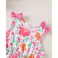 thumbnail image 6 of KIMI BEAR 12 Months Infant Baby Girl Dress 18 Months Girls Sundress 2 Packs Summer Clothing Ruffle Sleeveless Off the Shoulder A-line Dresses Solid Color and Floral Dresses 2pcs Pink, 6 of 7