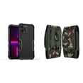 thumbnail image 1 of Case with Belt Holster Bundle for iPhone 14 Pro Max: Slim EX Hybrid Series Shockproof Case (Black) and Vertical Rugged Nylon Phone Pouch (Green Camo), 1 of 9