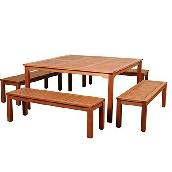Amazonia Richfield 5 Piece Eucalyptus Square Dining Set