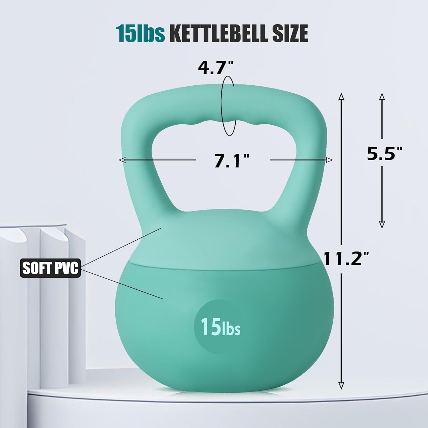 Soges Soft Kettlebells,Iron Sand Filled Weights Strength Training Kettlebells,Shock-Proof Weights and Wide-Grip Handle,Fitness Soft Kettlebells for Women Men,Home Gym Kettlebells,Green,15LBS