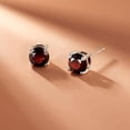 thumbnail image 3 of Divine_creation 2.25 Ct Round Cut Red Garnet Engagement Wedding Push Back Stud Earrings 14K White Gold Plated 925 Sterling Silver For Women's, 3 of 4