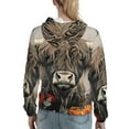 thumbnail image 7 of Lsque Butterfly Cow With Flowers Pattern Casual Women's Hoodie,Hooded Sweatshirt with Kangaroo Pocket,Pullover Hoodie with Eye-catching Drawstrings-Medium, 7 of 7