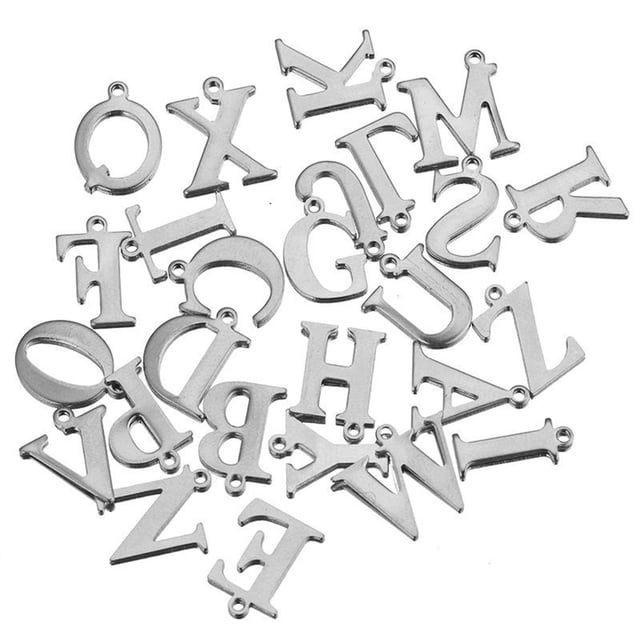 100 Pieces Type Random Necklace Bangle Bracelet Pendants Jewelry Alphabet Letter Pendant Decor Handmade Handicraft Silver