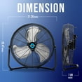 thumbnail image 2 of Tornado Ventilador de piso de metal de alta velocidad de 12 pulgadas, enfriamiento potente de 3 velocidades para espacios industriales, comerciales y domésticos, inclinación de 120°, cable de 6.0 pies, 2 of 5