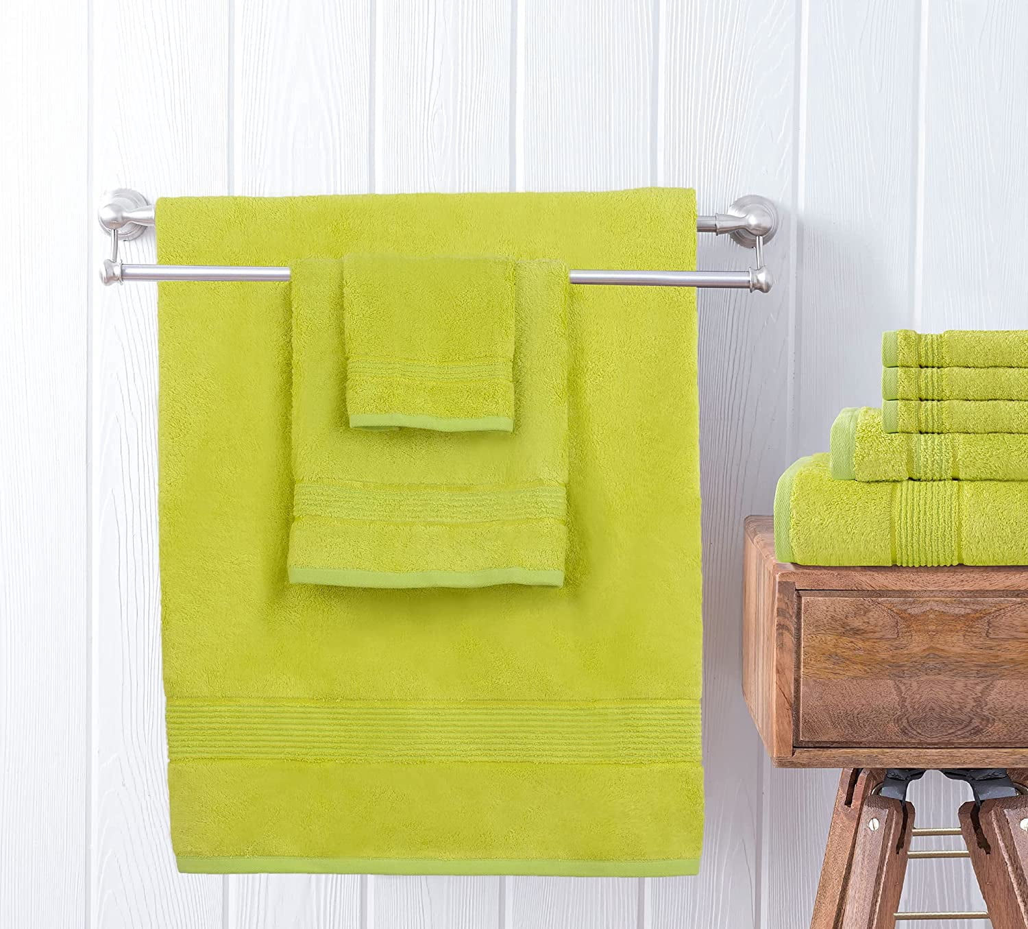 Prime Collections Ultra Soft Luxury Bamboo Cotton Bath Towel Set 8 Piece Towels 600 GSM 2 Bath Towels 2 Hand Towels and 4 Washcloths