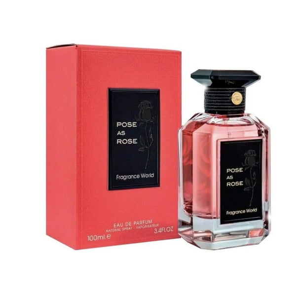Perfume Fragrance World Pose As Rose Eau de Parfum para mujer, 100 ml