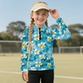 thumbnail image 2 of Psesaysky Toddler Girls Sweatshirts Plumeria Floral Print Stand-up Collar Quarter Zip Pullover Long Sleeve Shirts Tops Girl Fall Winter Clothes 8-9 Years, 2 of 6