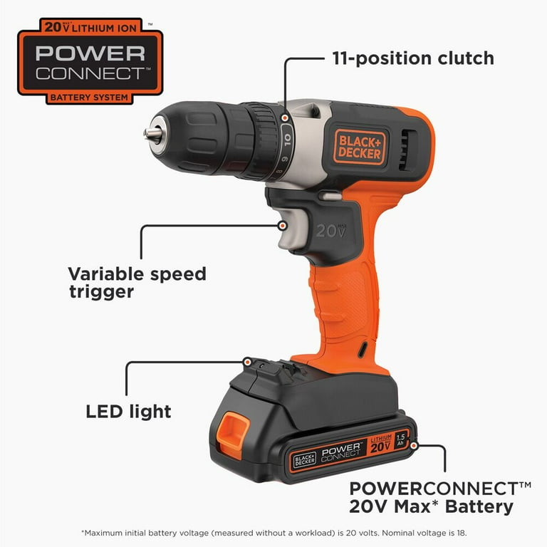 BLACK+DECKER 20-Volt MAX Lithium Cordless Drill, BCD702C1