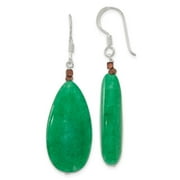 JEWELRYWEB 14.75mm 925 Sterling Silver Green Jade Hematite Bronze Color Base Metal Earrings Measures 50.8x14.75mm Wide Jewelry Gift