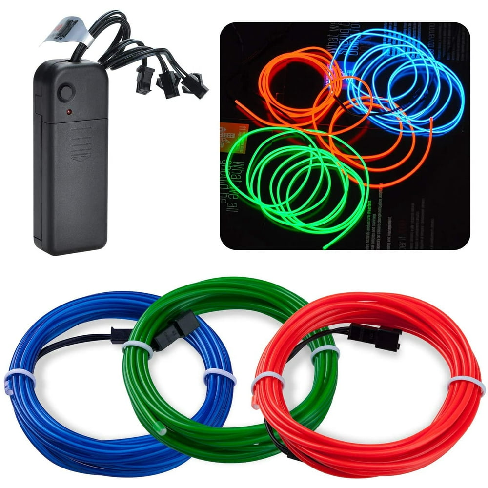 3 x 6ft El wire Kit Neon lights EL Wire Lights Neon Glowing Strobe