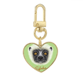 thumbnail image 1 of White Fluffy Sifaka Monkey Animal Gold Heart Keychain Metal Keyring Holder, 1 of 3