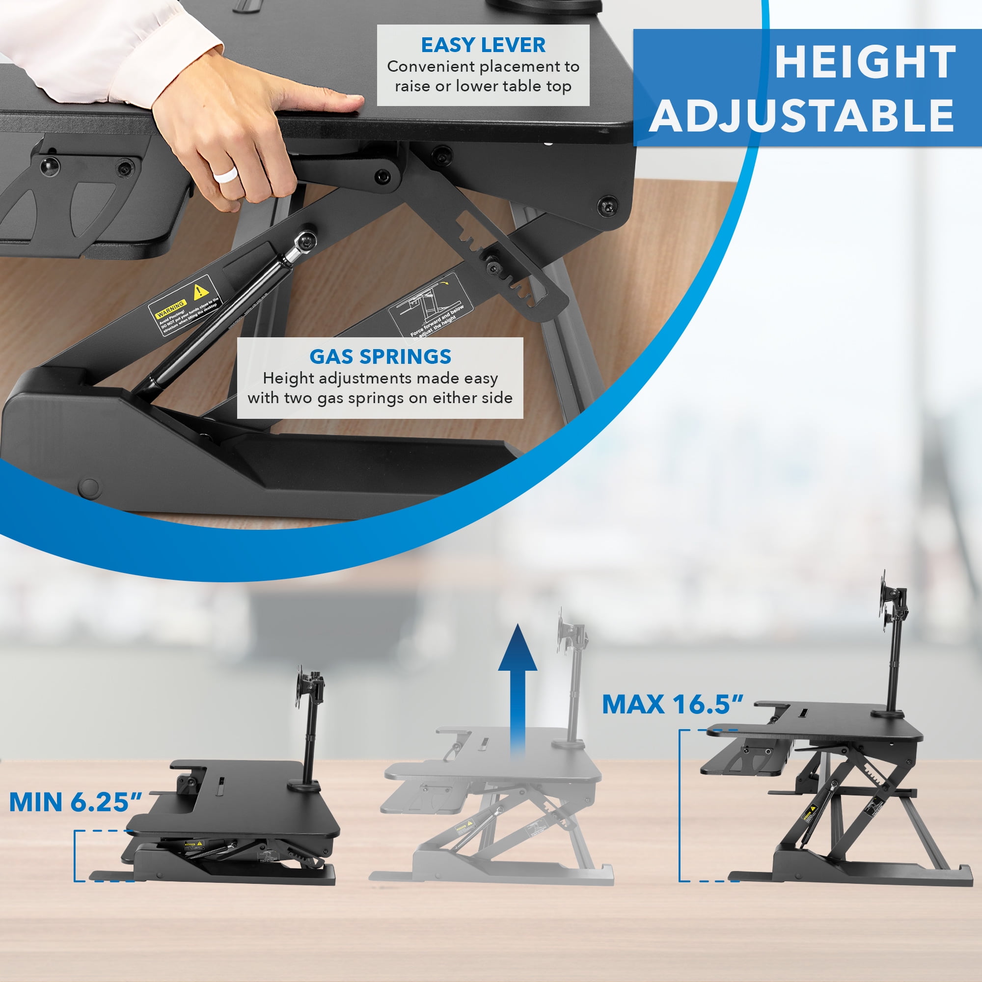 Mount-It! Standing Desk Converter with Dual Monitor Mount, 36 inch Platform, Fits Up To 32" Monitors