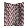 thumbnail image 1 of Retro Soft Flannel Fleece Throw Blanket, Old School Shoes Pattern Sneakers Nineties Casual Clothing Cartoon, Cozy Plush for Indoor and Outdoor Use, 70" x 90", Vermilion White and Grey, by Ambesonne, 1 of 6