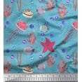 thumbnail image 1 of Soimoi Velvet Fabric Fish,Coral & Jellyfish Ocean Print Fabric by the Yard 58 Inch Wide, 1 of 1