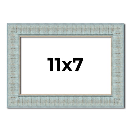 11x7 Frame Blue Teal Distressed Solid Wood Picture Frame | 1.625 Inch Moulding Width | Sonoma Blue