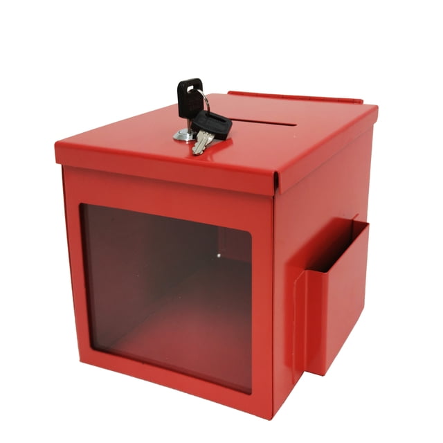 FixtureDisplays® 5.91"W x 5.91"H x 5.91"D Metal Donation Suggestion Rent Check Box Tithe Prayer Collection Cash Key Drop 31270