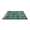 thumbnail image 2 of Ahgly Company Machine Washable Indoor Square Persian Turquoise Blue Traditional Area Rugs, 8' Square, 2 of 4