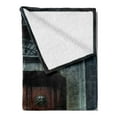 thumbnail image 2 of Gothic Soft Flannel Fleece Blanket, Photo of Antique Aged Wooden Door of Dark Haunted Old House Gothic Style Night Theme, Cozy Plush for Indoor and Outdoor Use, 50" x 70", Grey Brown, by Ambesonne, 2 of 5