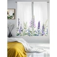 thumbnail image 3 of Lavender Leaf Sheer Curtains 72 Inch Length 2 Panels Set, Garden Flora Illustrations Watercolor White Voile Window Treatment Curtains Sheers Drapes for Bedroom/Living Room/Kitchen 52"x72"x2, 3 of 7