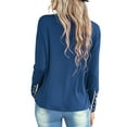thumbnail image 3 of SHIBEVER Fashion Crew Neck Button T-Shirts for Women Casual Fall Cute Long Sleeve Tunics Tops Blouses Blue, 3 of 6