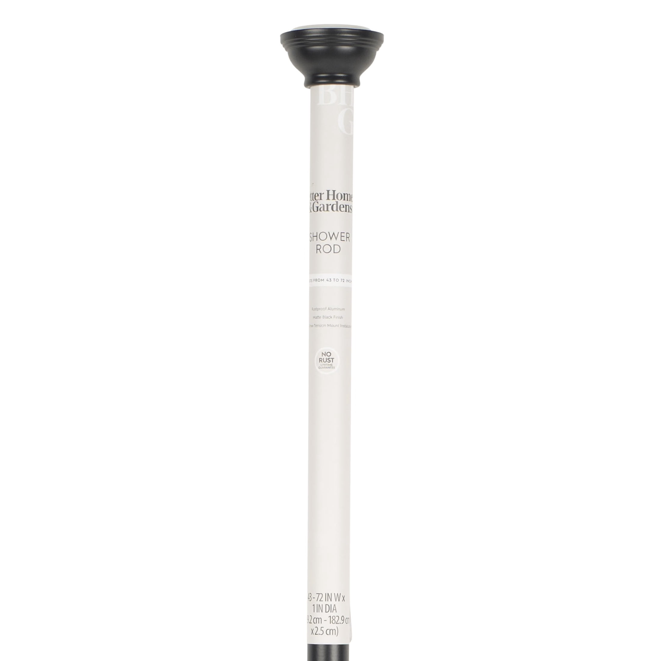 Better Homes & Gardens 43" to 72" Adjustable Tension Rustproof Aluminum Shower Rod, Matte Black