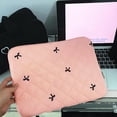 thumbnail image 2 of Pink Quilted Laptop Sleeve Bag with Bow Detail Large Size, 2 of 8