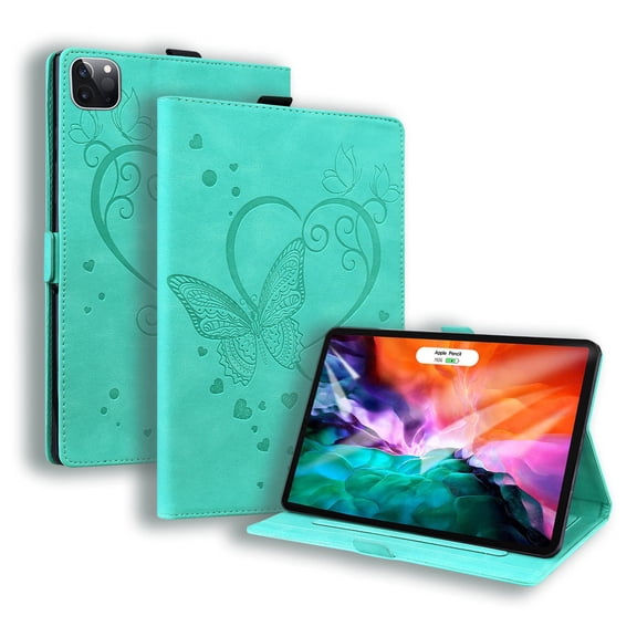 FJLBDE Case for iPad Pro 12.9 Inch (6th/5th/4th/3rd Gen, 2022/2021/2020/2018), PU Leather Folio Stand Magnetic Cases, Card Slot, Auto Wake/Sleep, Pen Holder, Filp Cover, Green