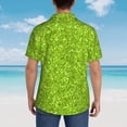 thumbnail image 4 of KLL Lime green glitter Pattern Men's Hawaiian Shirt Short Sleeve Button Down Beach Shirts,Medium, 4 of 7