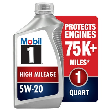 Mobil 1 High Mileage Full Synthetic Motor Oil 5W-20, 1 qt